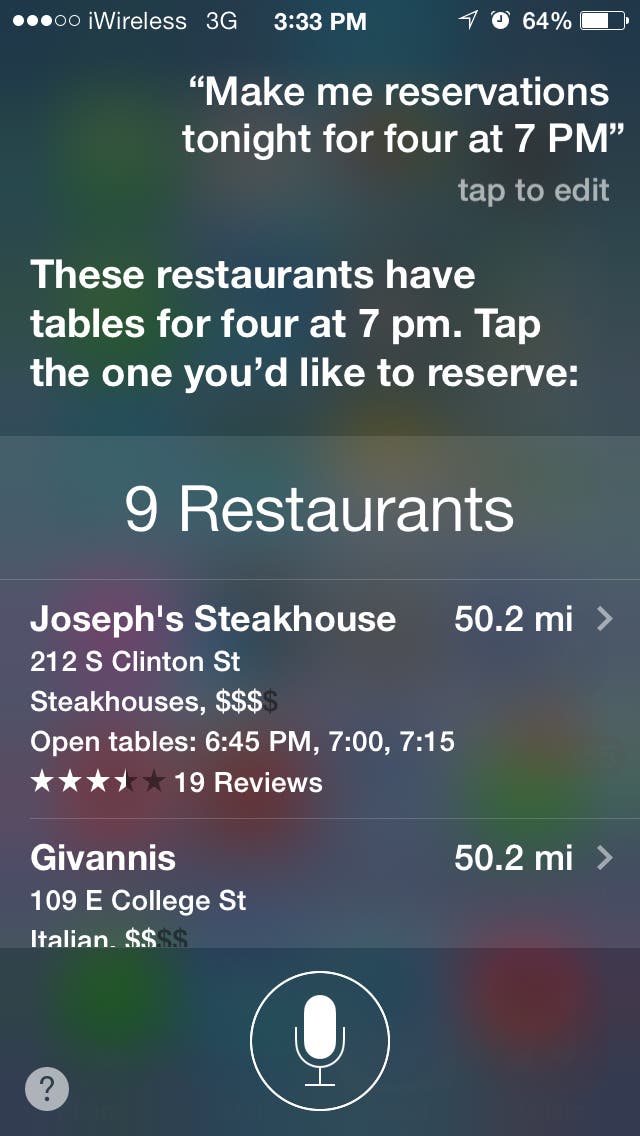 Siri Find Restaurants Near Me